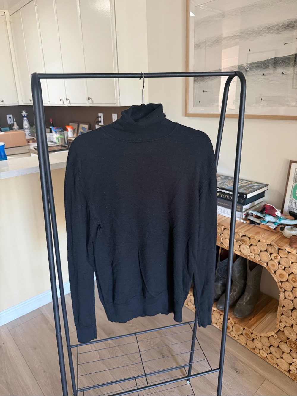 Zara Man Basic Black Turtleneck Sweater Long Sleeve Knit Pullover Size XL